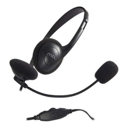 MCL - Casque stéréo avec micro + contrôle volume intégré - Noir